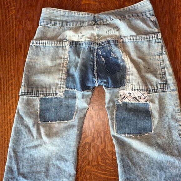 Vintage 1960’s Rare Original Repairs Patchwork Flair Jeans Women’s Misses Petite - Picture 13 of 16